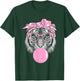 Funny Pink Tiger For Girl Glasses & Pink Bubble Gum T-Shirt - T-Shirt | Forest