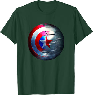 Marvel Comics Retro Classic Cap's Shield & Bucky's Arm Logo T-Shirt - T-Shirt | Forest