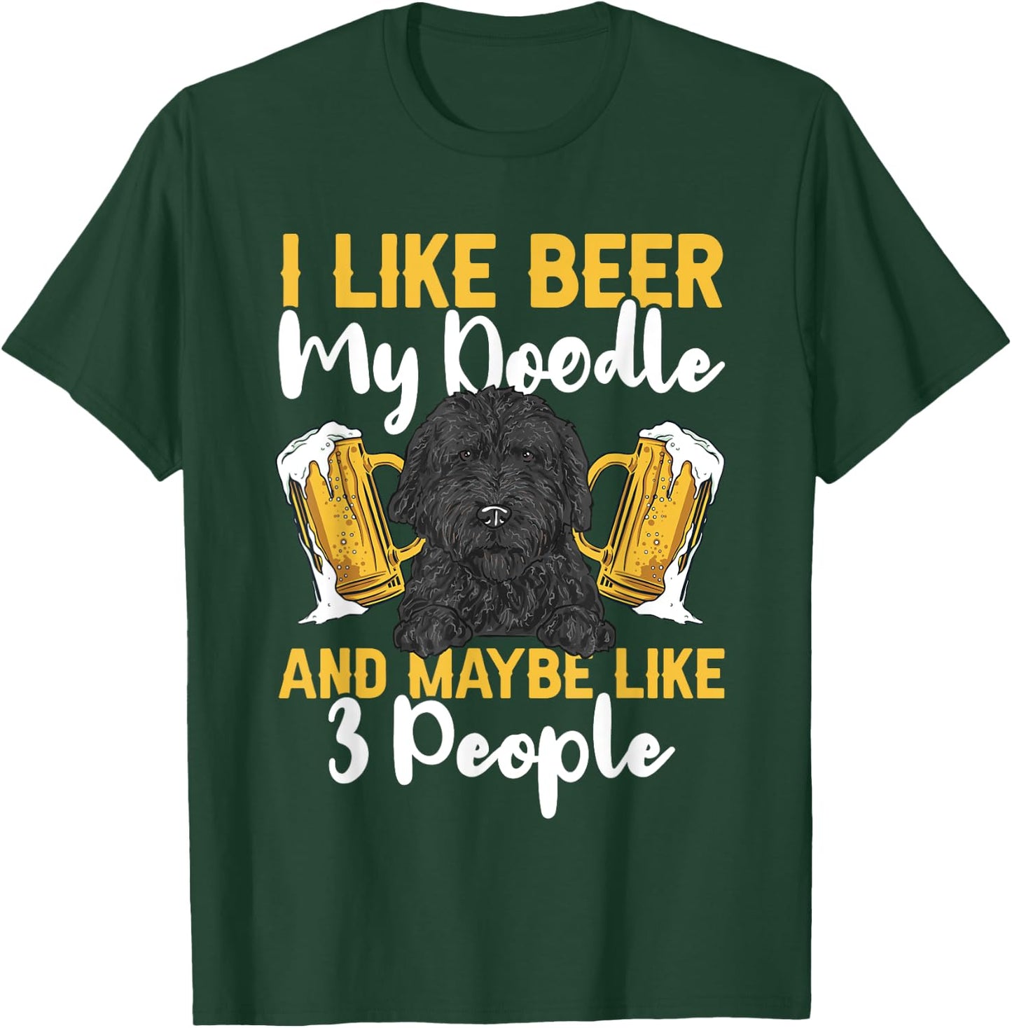 Black Goldendoodle Beer Doodle Dog T-Shirt - T-Shirt | Forest