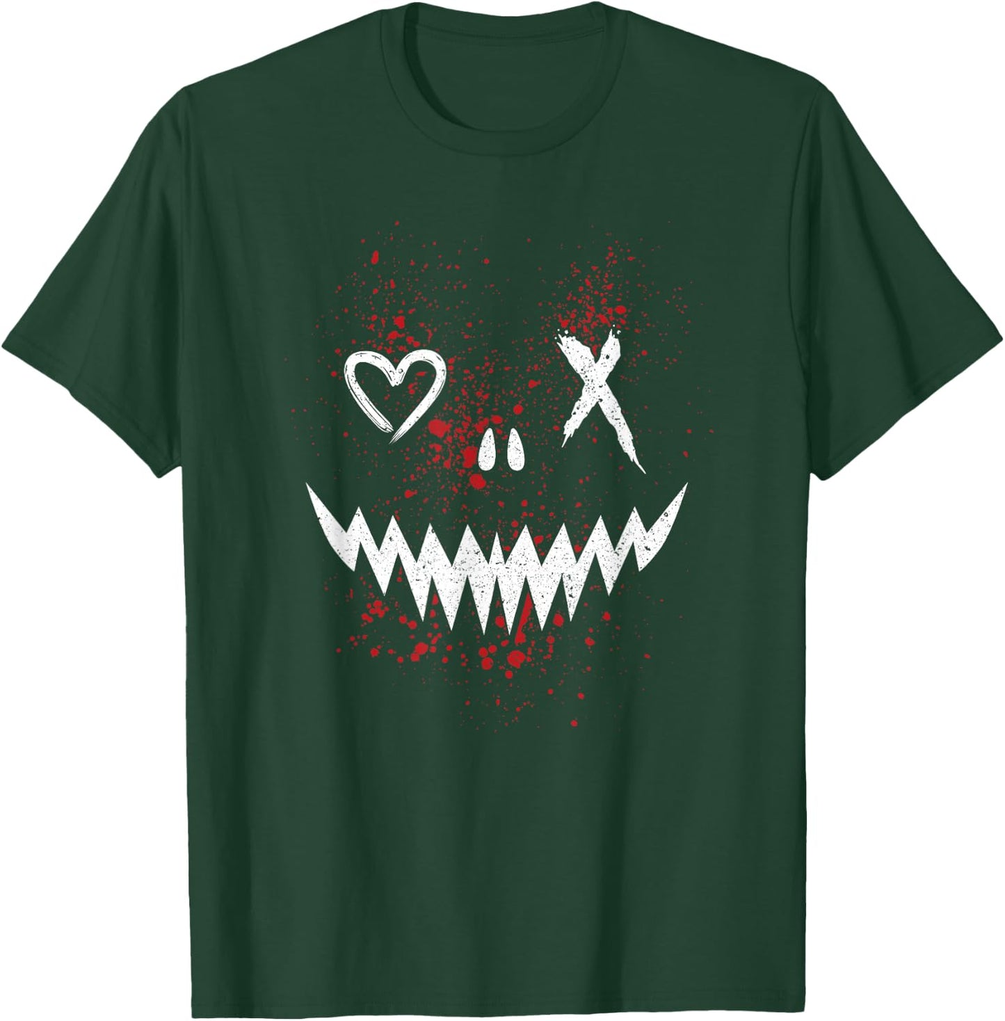 Evil Face | Heart Cross Smile | Satan Demon T-Shirt - T-Shirt | Forest