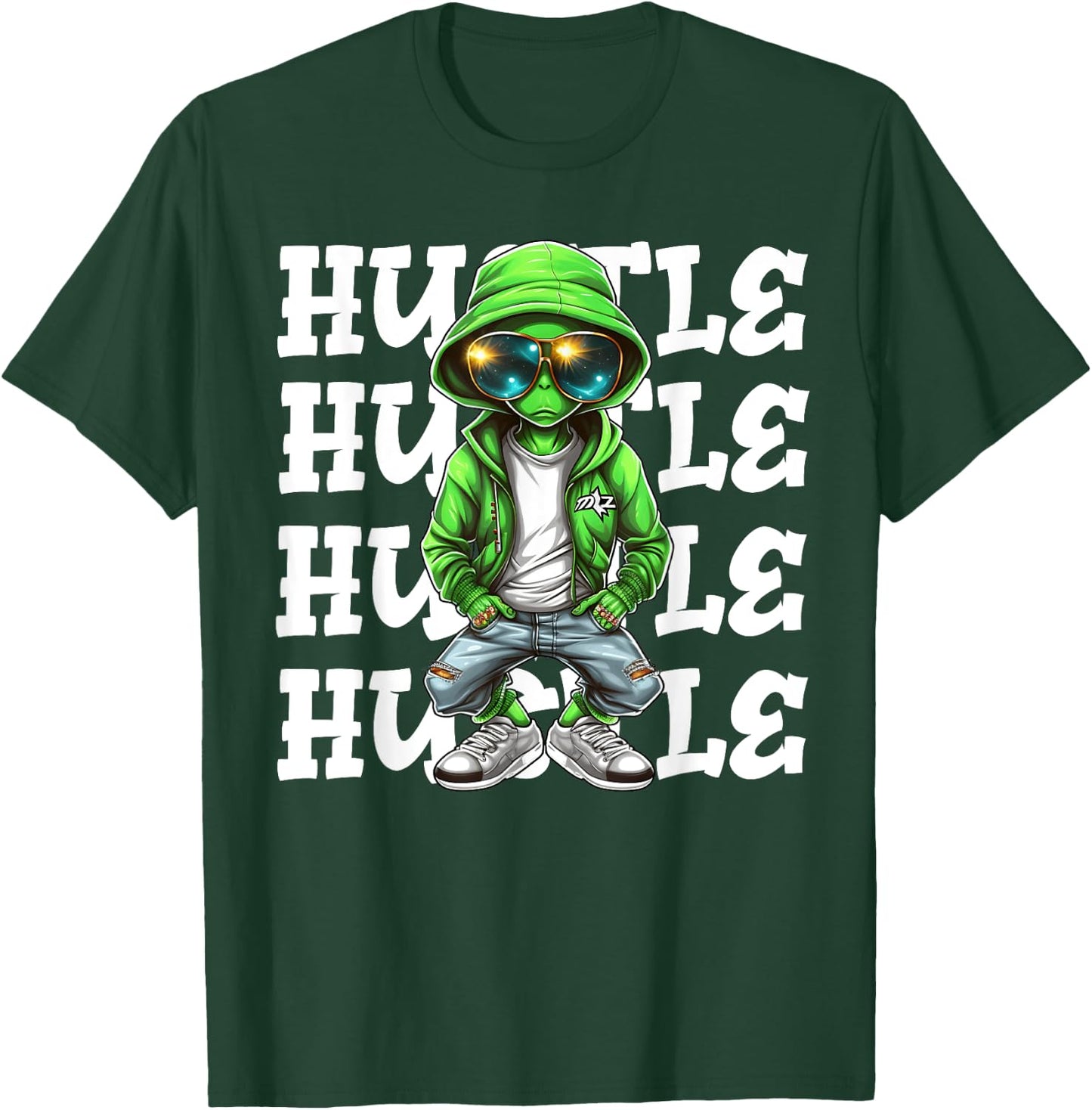 Hip Hop Alien Hustle Money Urban UFO Alien Streetwear Hiphop T-Shirt - T-Shirt | Forest