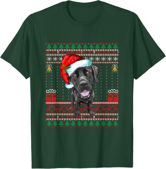 Black Lab Labrador Christmas Dog Owner Ugly Sweater Funny T-Shirt - T-Shirt | Forest