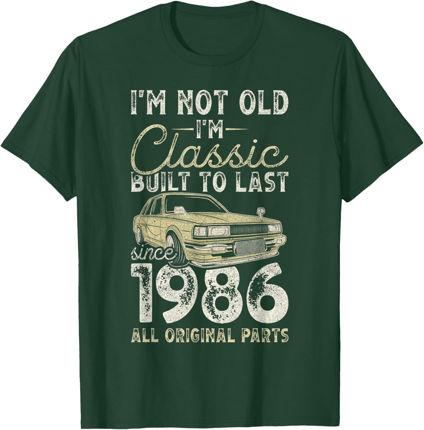 39th Birthday, Since 1986, Classic Car, 39 Year Old T-Shirt - T-Shirt | Forest