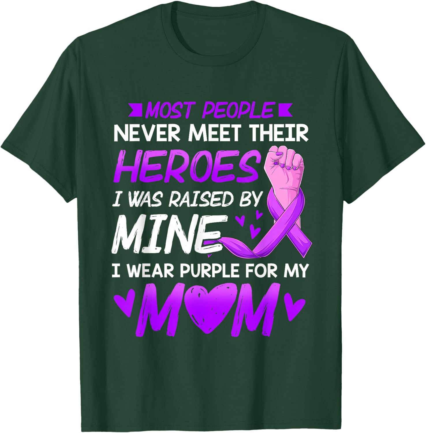 My Heroes I Wear Purple For My Mom Mother Pancreatic Cancer T-Shirt - T-Shirt | Forest