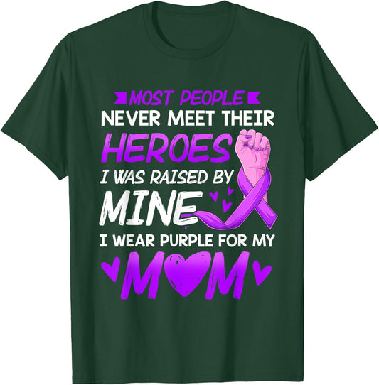 My Heroes I Wear Purple For My Mom Mother Pancreatic Cancer T-Shirt - T-Shirt | Forest