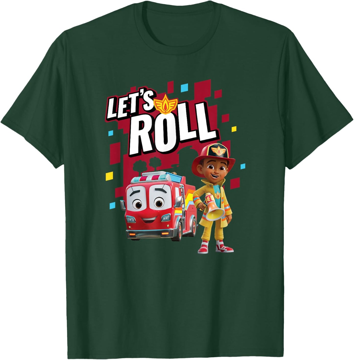 Disney Firebuds Bo & Flash Firetruck Let's Roll! T-Shirt - T-Shirt | Forest