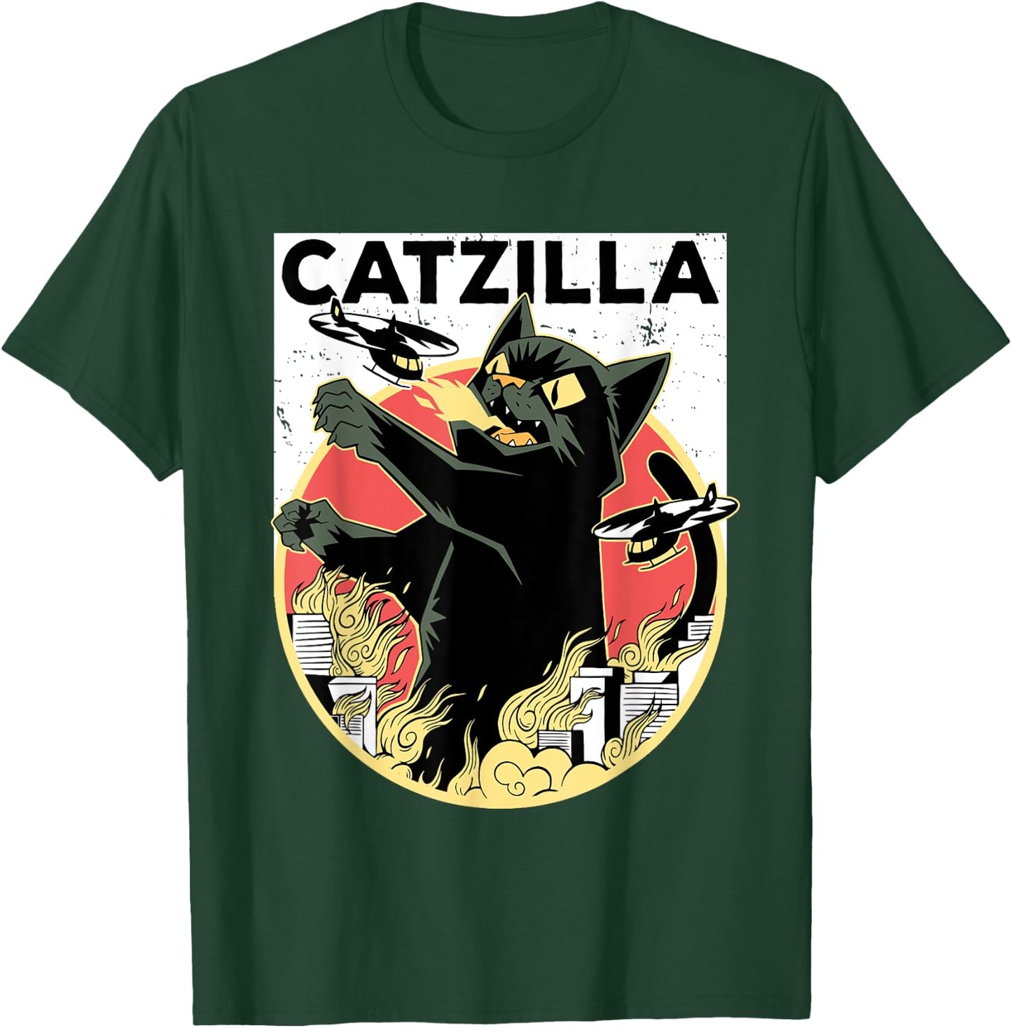 CATZILLA Black Cat Apparel | Catzilla T-Shirt - T-Shirt | Forest
