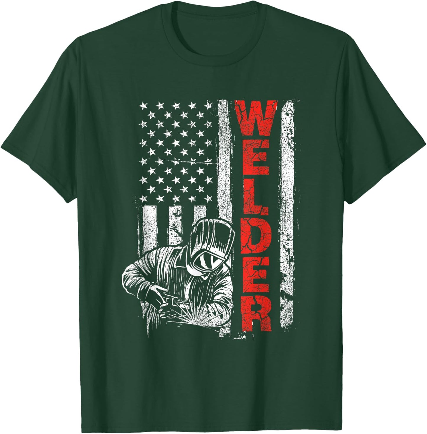 Welder - USA American Welding Worker Metalworking Lover Small T-Shirt - T-Shirt | Forest