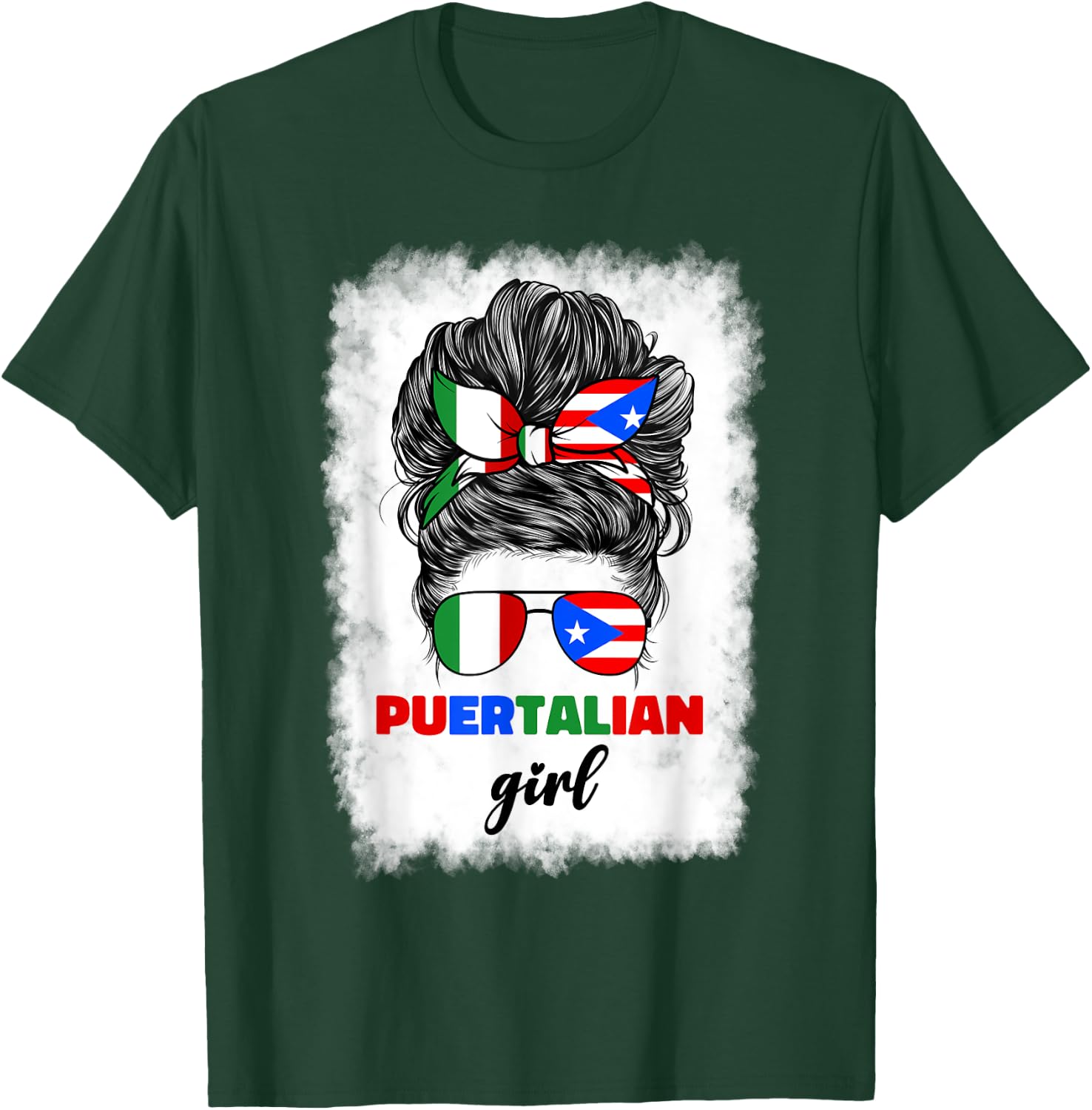 Half Italian And Puerto Rican Rico Italy Flag Girl T-Shirt - T-Shirt | Forest