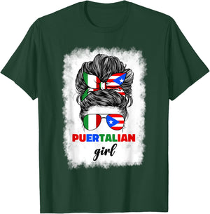 Half Italian And Puerto Rican Rico Italy Flag Girl T-Shirt - T-Shirt | Forest