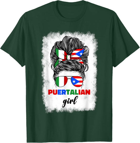 Half Italian And Puerto Rican Rico Italy Flag Girl T-Shirt - T-Shirt | Forest