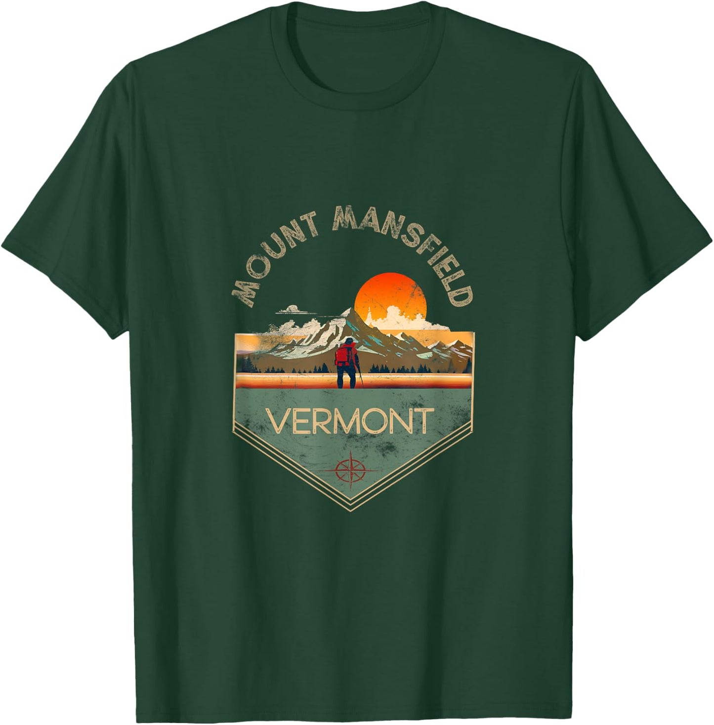 Mount Mansfield Retro Vintage Hiking Apparel - Souvenir T-Shirt - T-Shirt | Forest