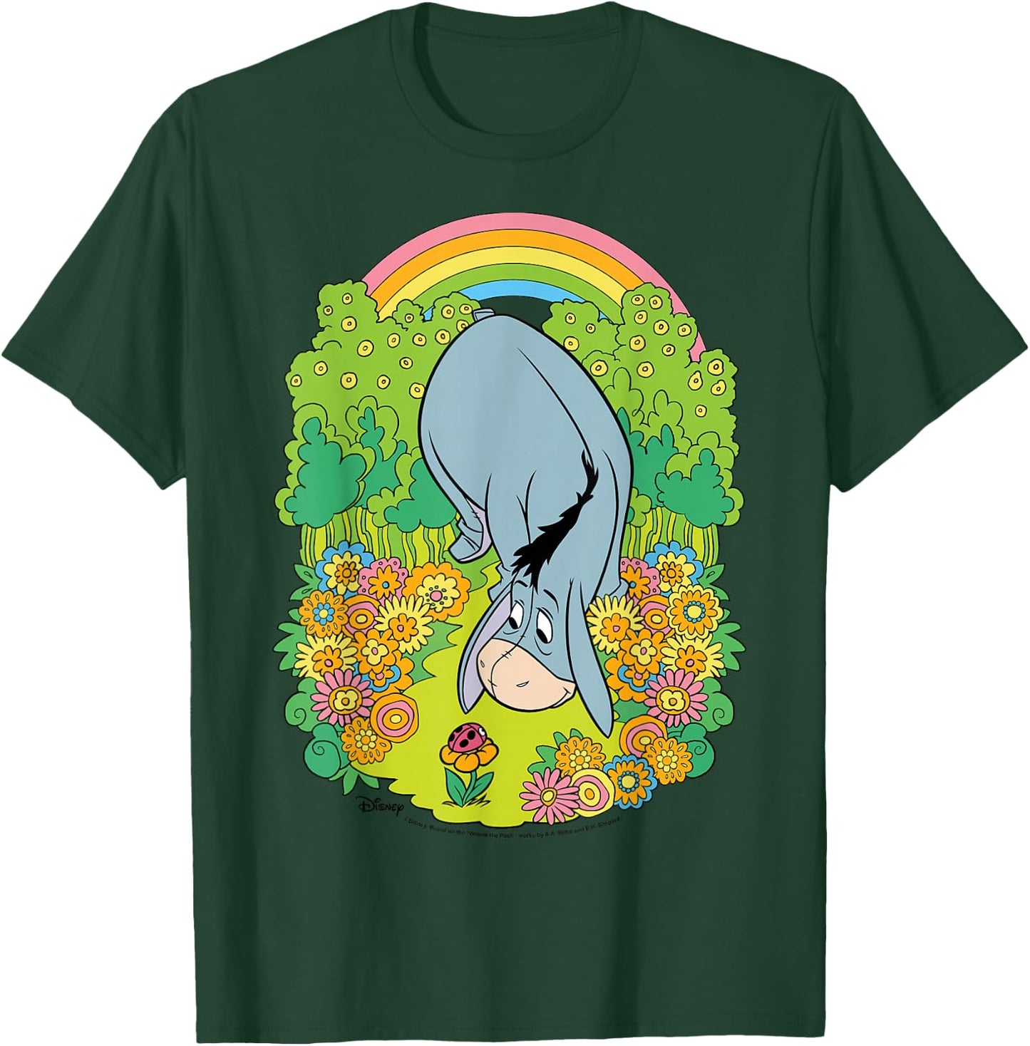 Winnie The Pooh - Eeyore Rainbow Flowers T-Shirt - T-Shirt | Forest