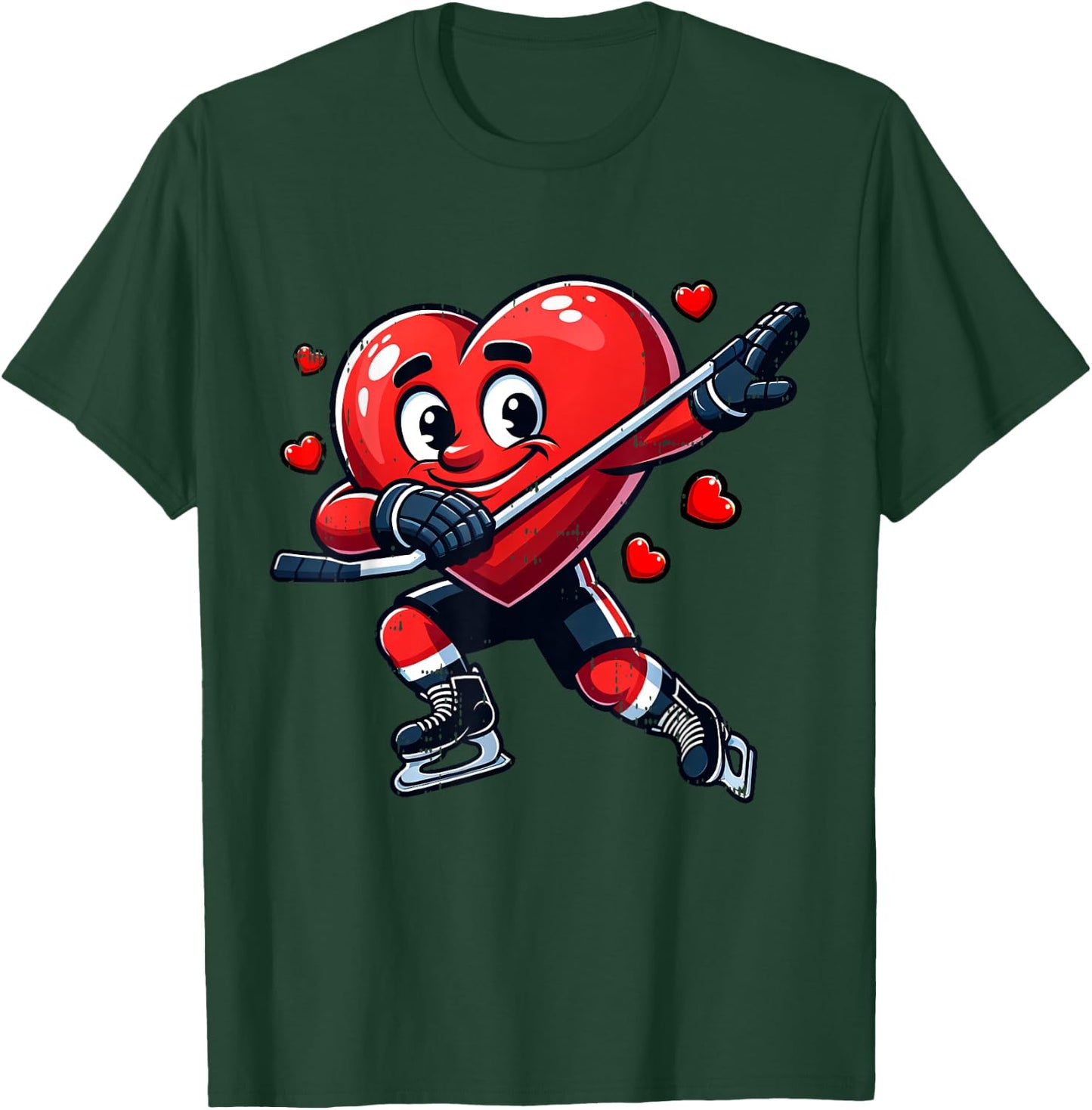Ice Hockey Heart Dabbing Valentines Day Kids Boys T-Shirt - T-Shirt | Forest