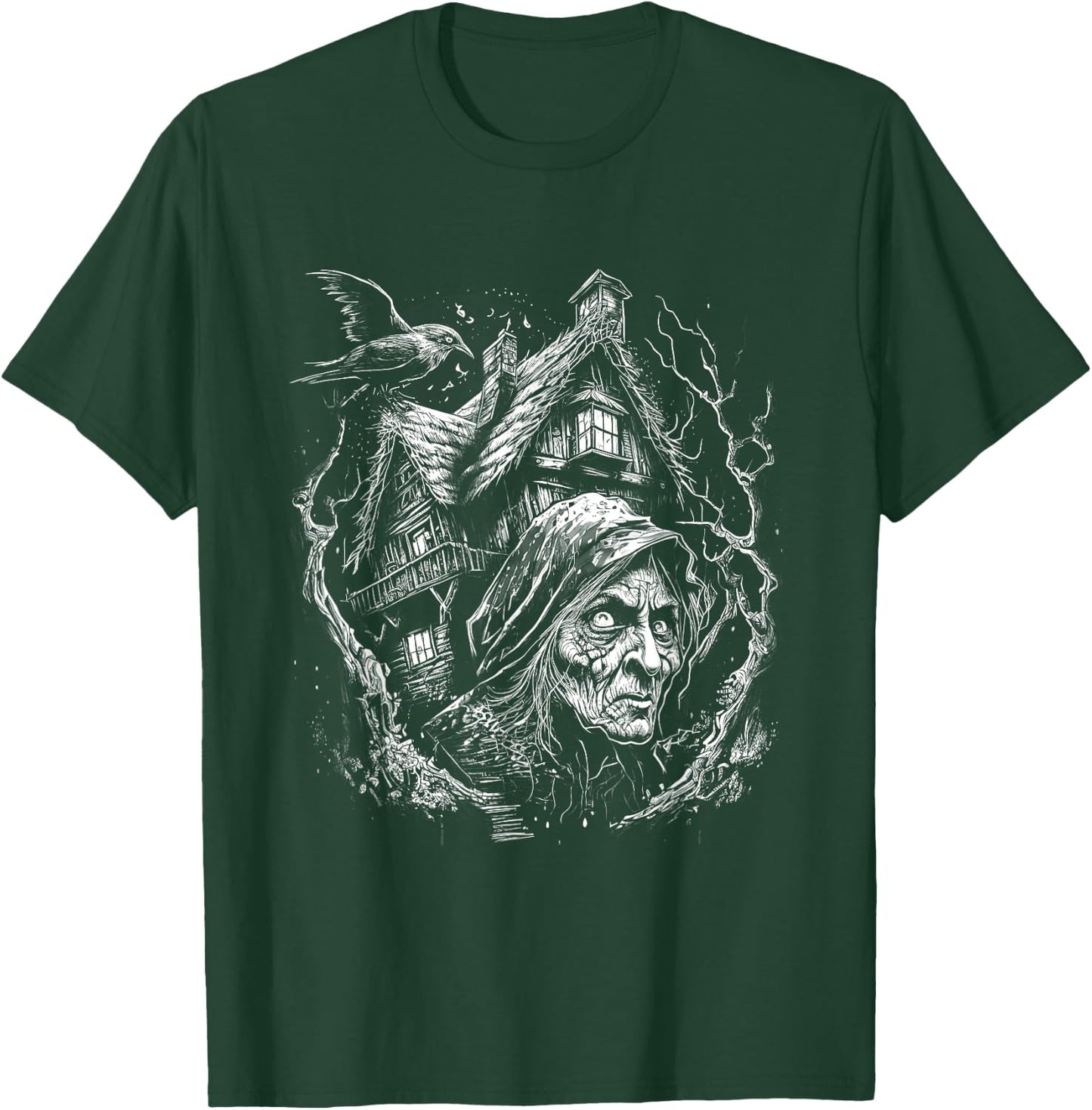 Walking House on Chicken Legs Slavic folklore Baba Yaga Art T-Shirt - T-Shirt | Forest