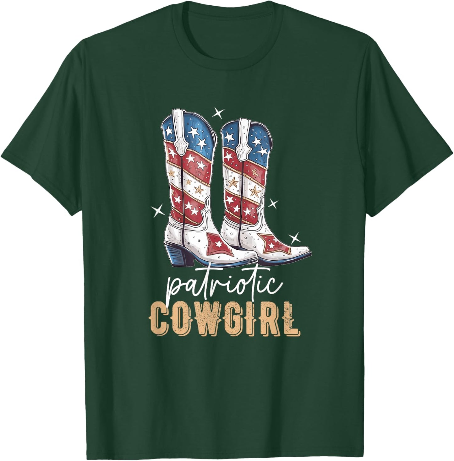 Patriotic Cowgirl Boots American Flag July 4th Of July Rodeo T-Shirt - T-Shirt | Forest