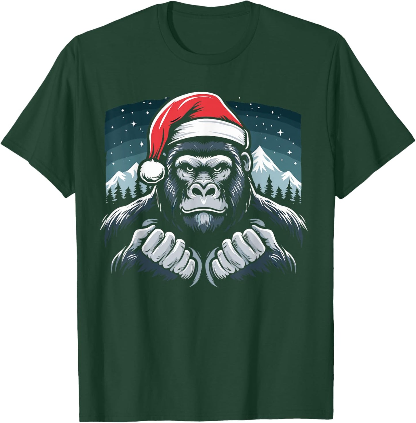 Gorilla Christmas Santa Hat Gorilla Primate Animal T-Shirt - T-Shirt | Forest