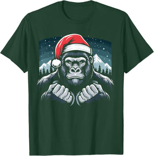 Gorilla Christmas Santa Hat Gorilla Primate Animal T-Shirt - T-Shirt | Forest