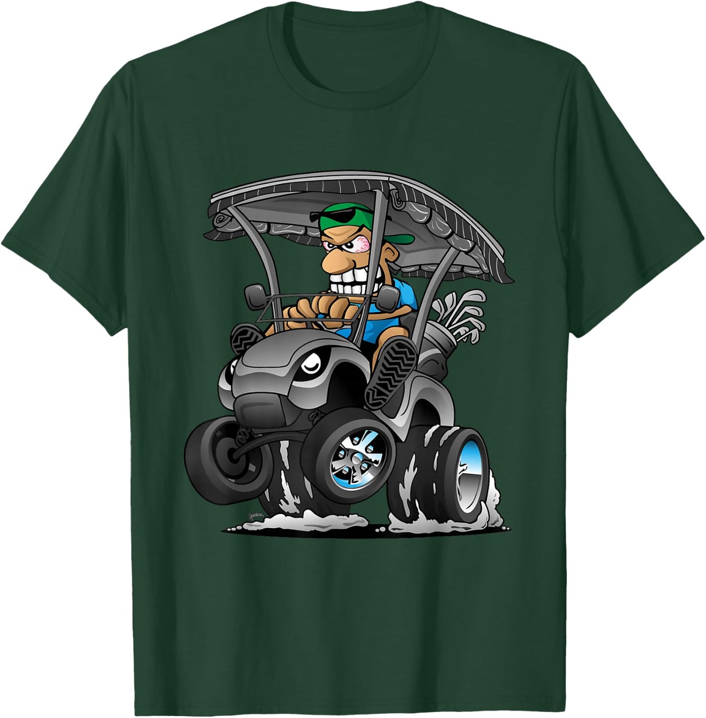 Funny Golf Cart Cartoon Golf Car and Golfing Humor Design T-Shirt - T-Shirt | Forest