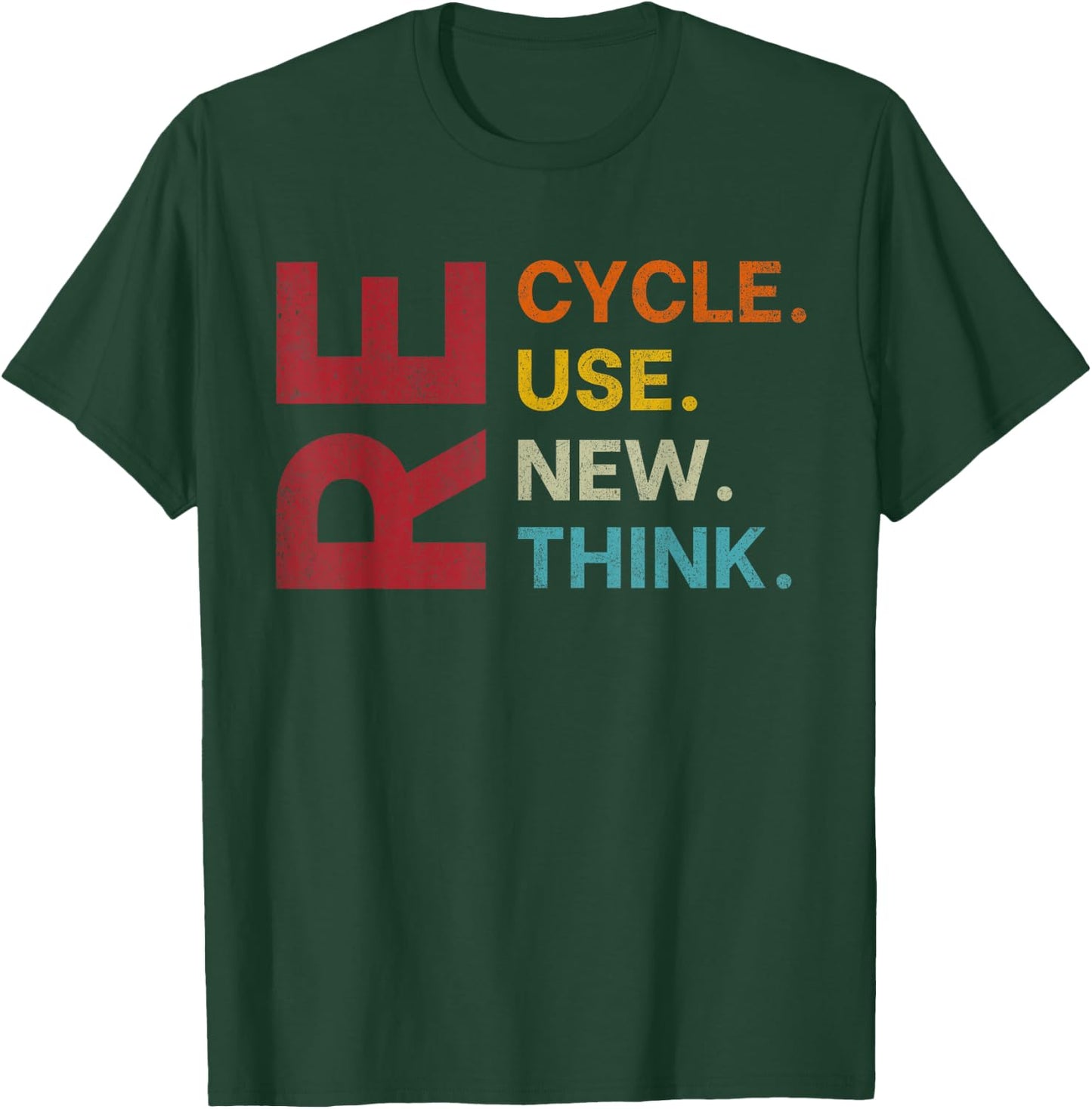 Vintage Recycle Reuse Renew Rethink Earth Day Environmental T-Shirt - T-Shirt | Forest