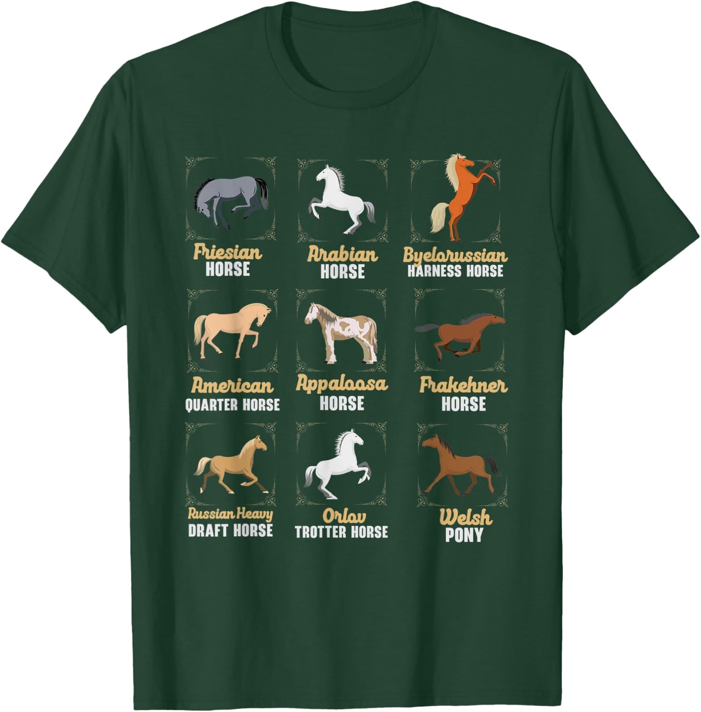 Horse Breeds Equestrian Horse Rider Racer Horseback Riding T-Shirt - T-Shirt | Forest