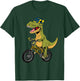 Cool BMX Boys Kids Bike Rider T Rex Dinosaur Bicycle T-Shirt - T-Shirt | Forest