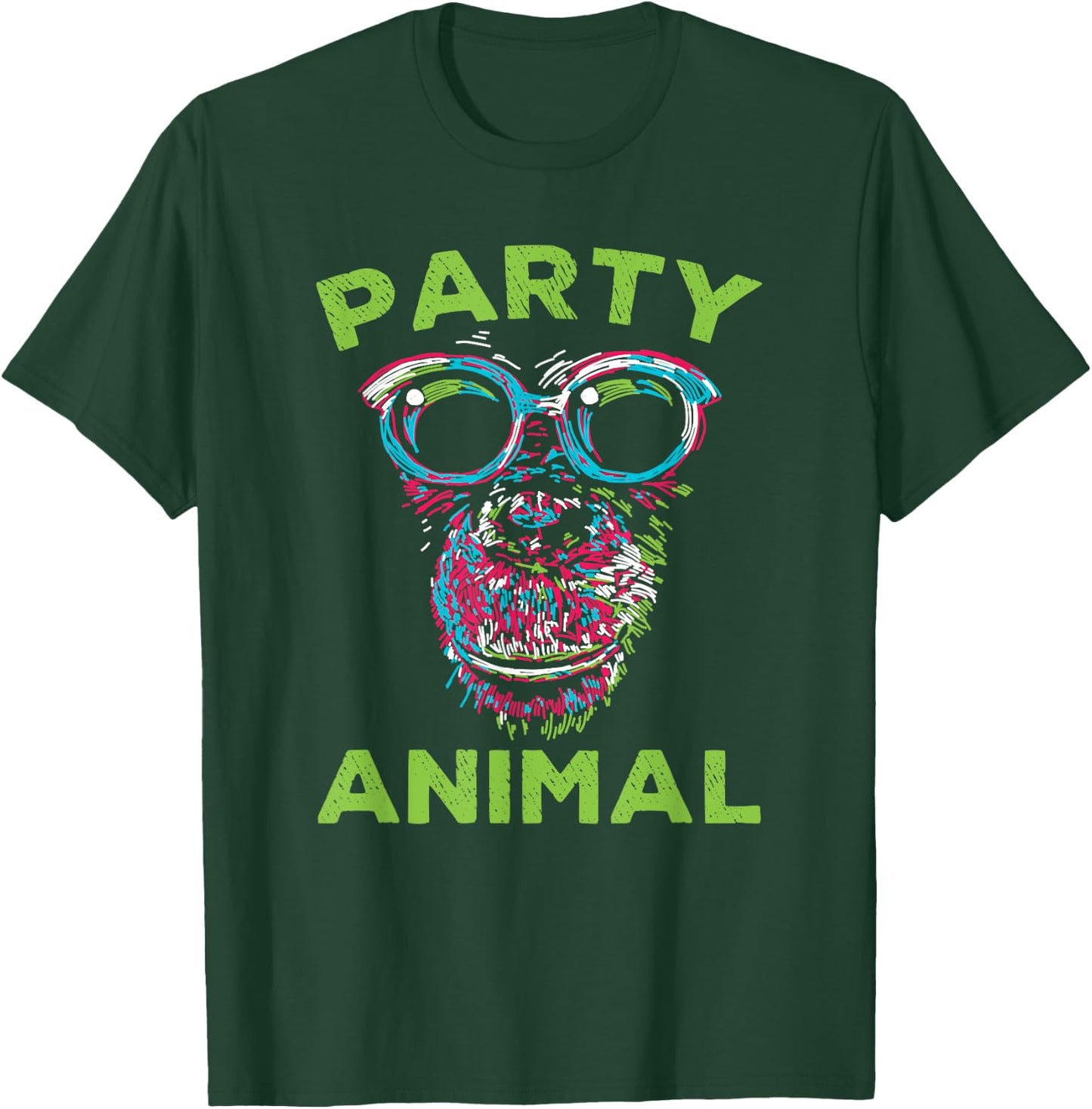 Cute Chimpanzee Party Animal Lover Colorful Monkey T-Shirt - T-Shirt | Forest