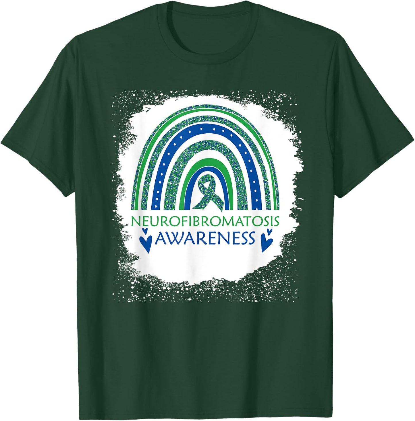 Neurofibromatosis Awareness Bleach Rainbow Blue Green Ribon T-Shirt - T-Shirt | Forest