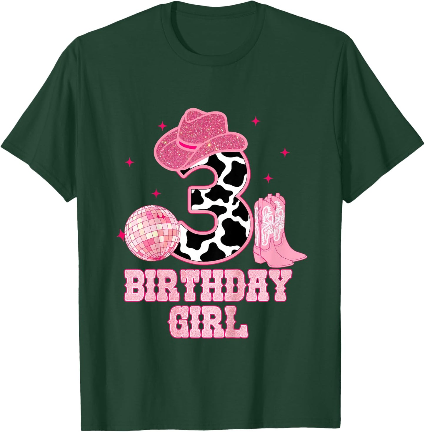 Happy 3rd Birthday Girl Outfit Rodeo Western Cowgirl Cowboy T-Shirt - T-Shirt | Forest