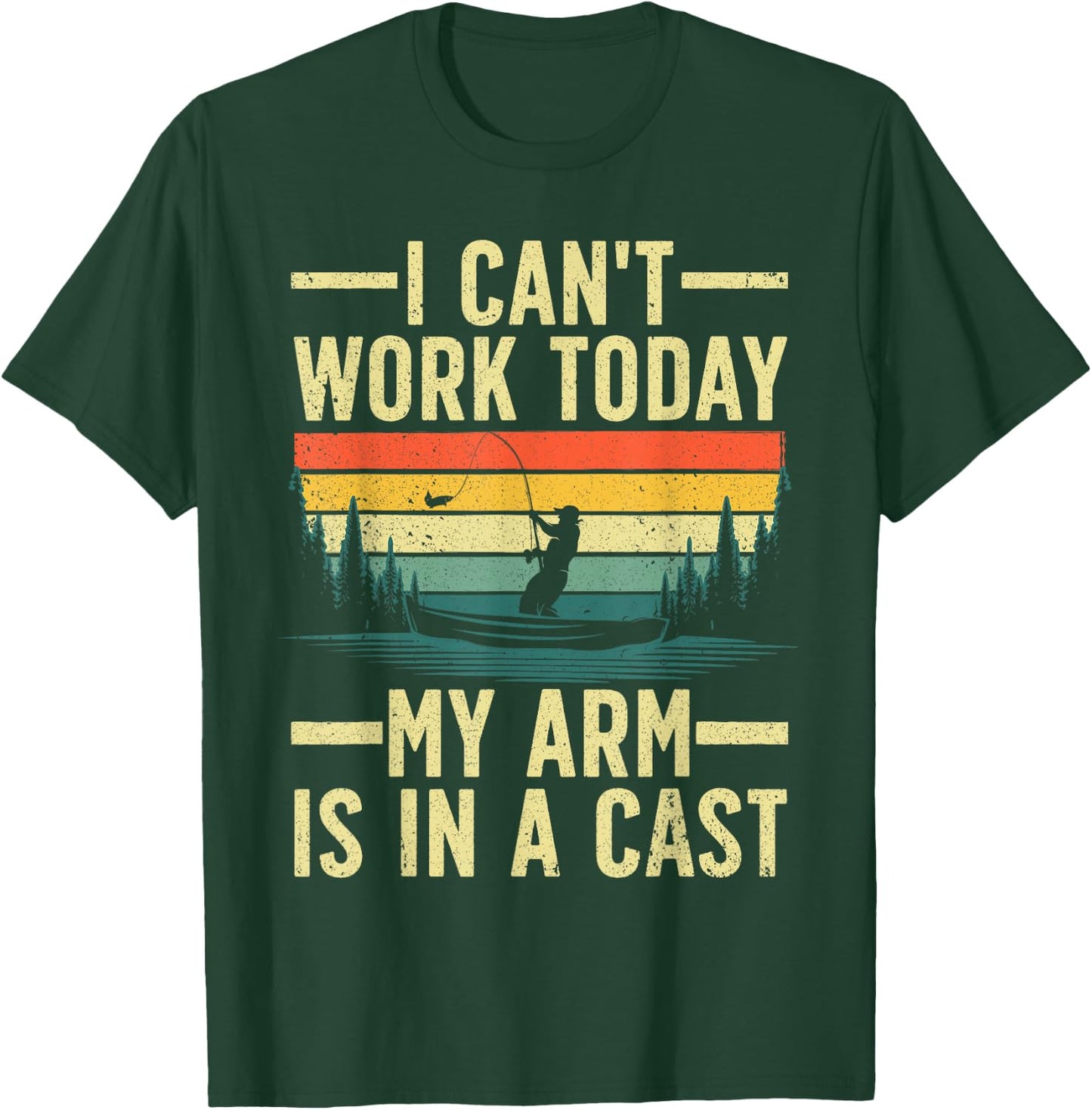 Funny Fishing Women Fisherman Arm Cast Fish Hunting T-Shirt - T-Shirt | Forest