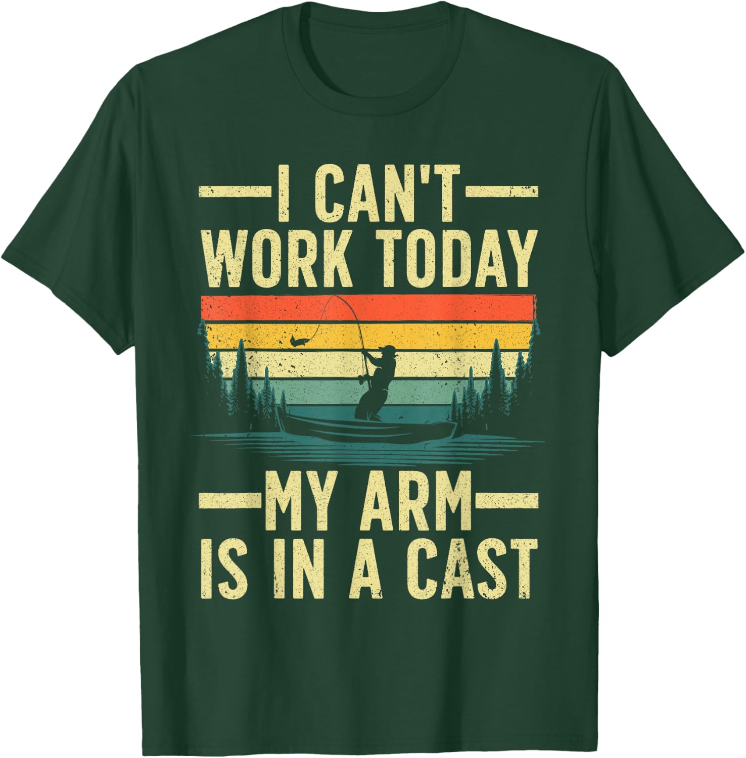 Funny Fishing Women Fisherman Arm Cast Fish Hunting T-Shirt - T-Shirt | Forest