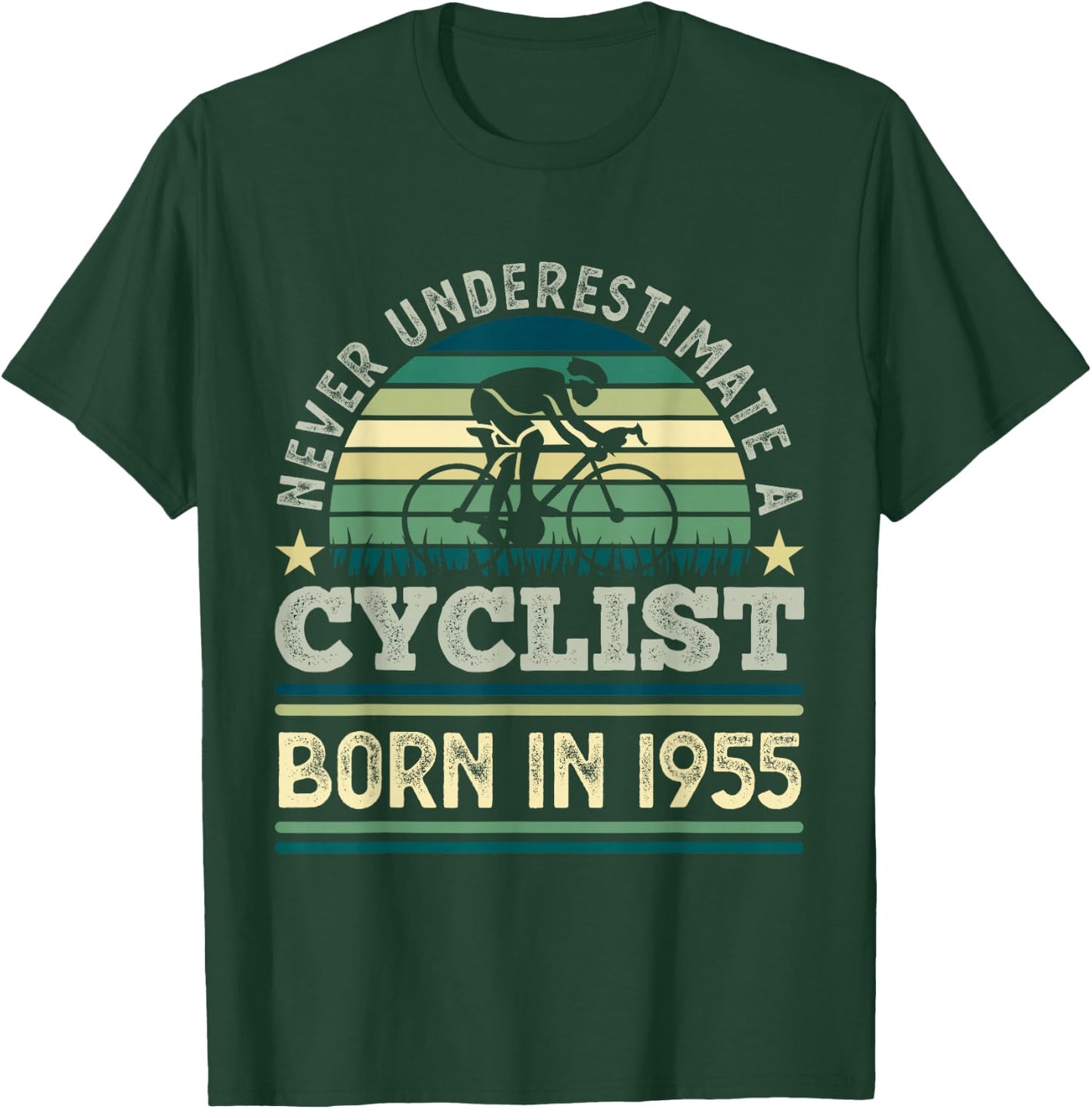 Cyclist born in 1955 70th Birthday Cycling Bicycle T-Shirt - T-Shirt | Forest