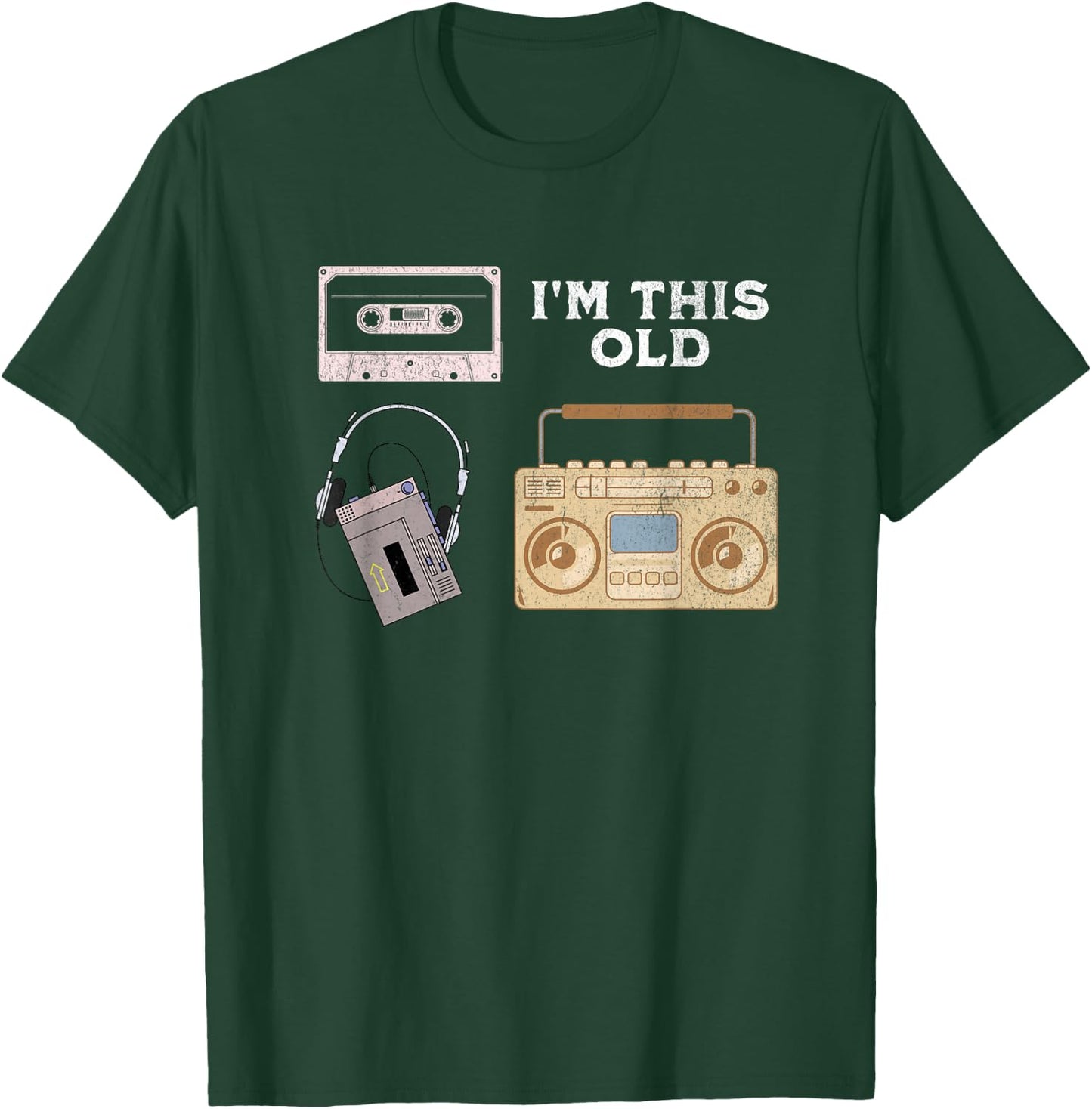 Vintage Funny Birthday I'm This Old Music Cassette T-Shirt - T-Shirt | Forest