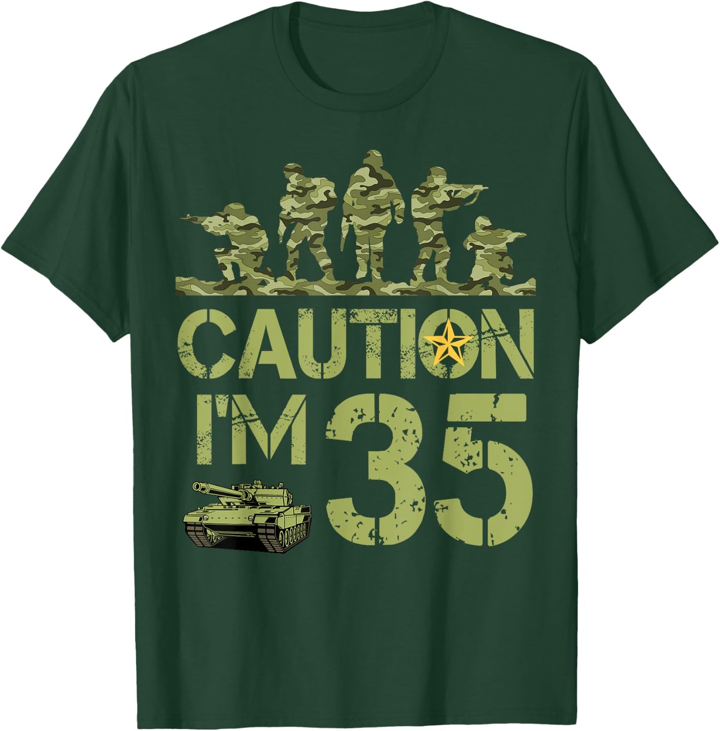 35th Birthday Military I'm 35 Year Old Camo 35 Birthday T-Shirt - T-Shirt | Forest