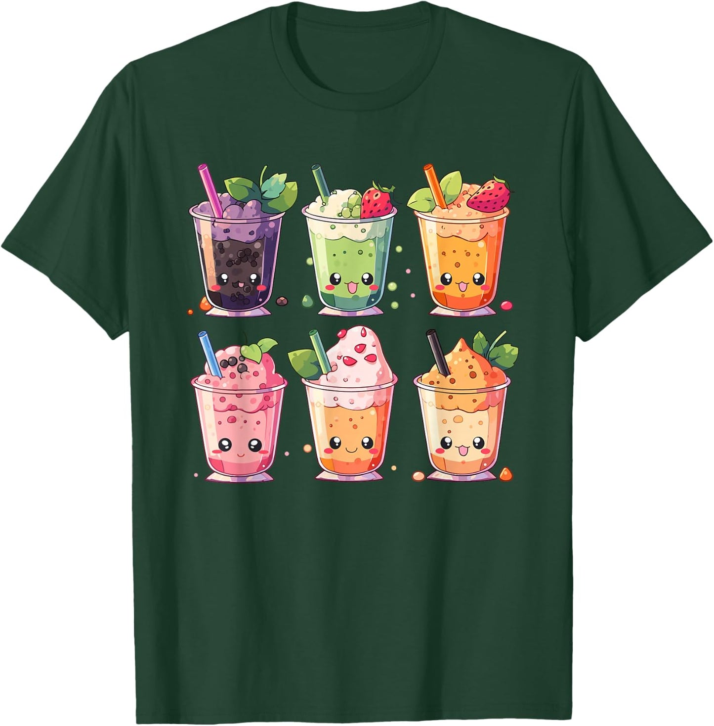 Cute Bubble Tea Boba Milk Tea Kawaii Anime Lover T-Shirt - T-Shirt | Forest