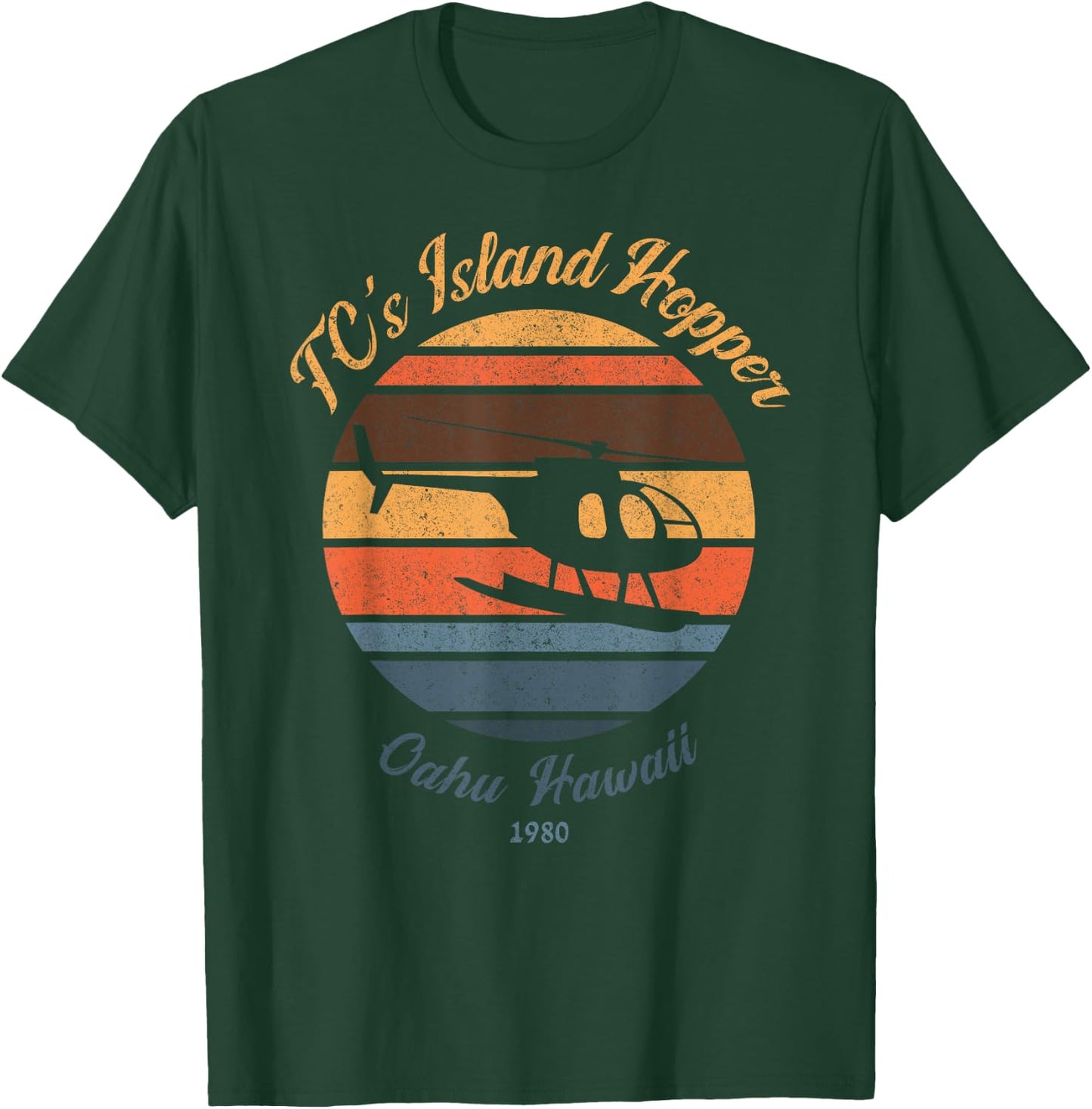 TC's Island hoppers Helicopter vintage sunset 80's worn T-Shirt - T-Shirt | Forest