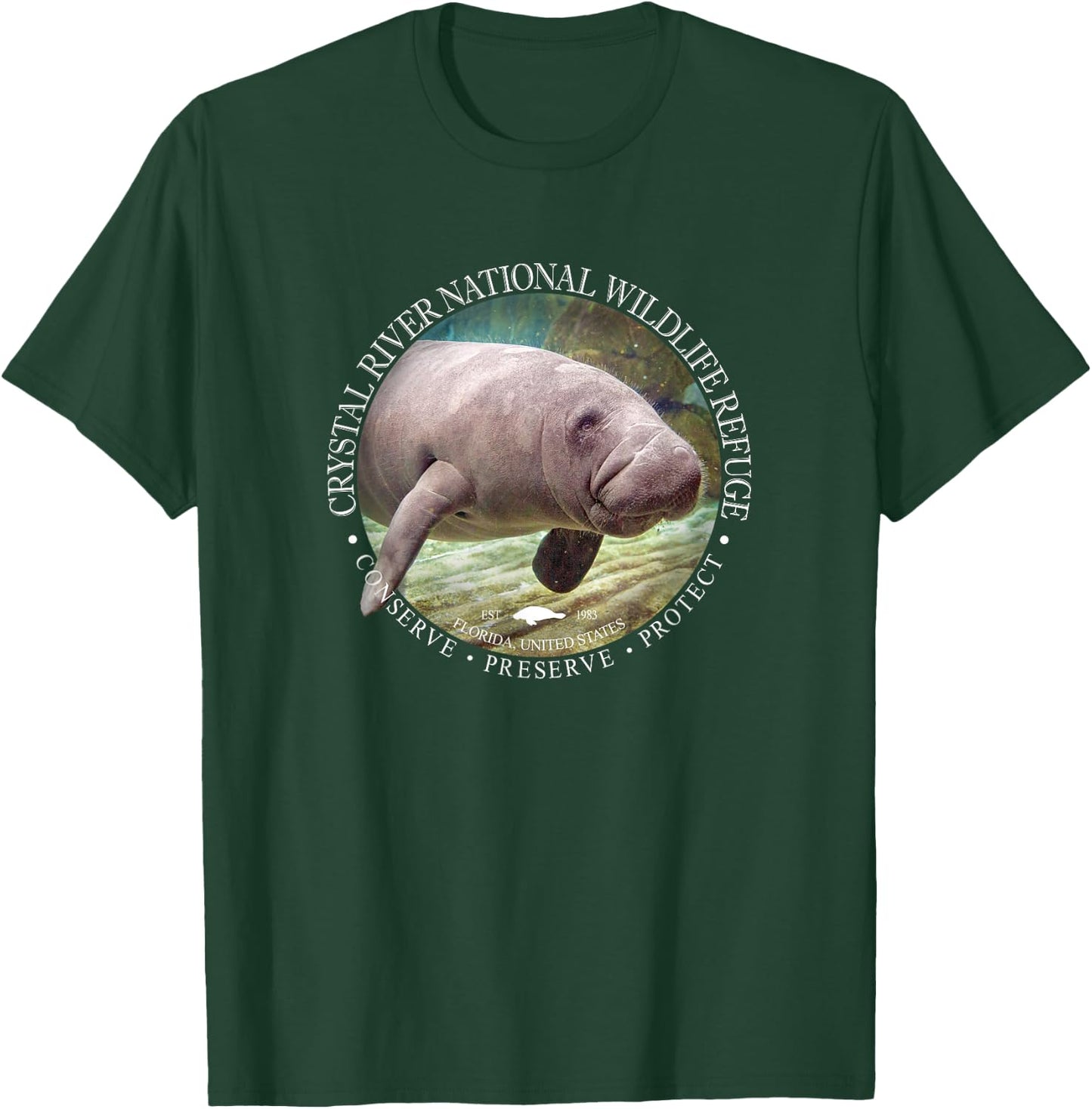 Crystal River Wildlife Refuge Manatee Sea Cow T-Shirt - T-Shirt | Forest