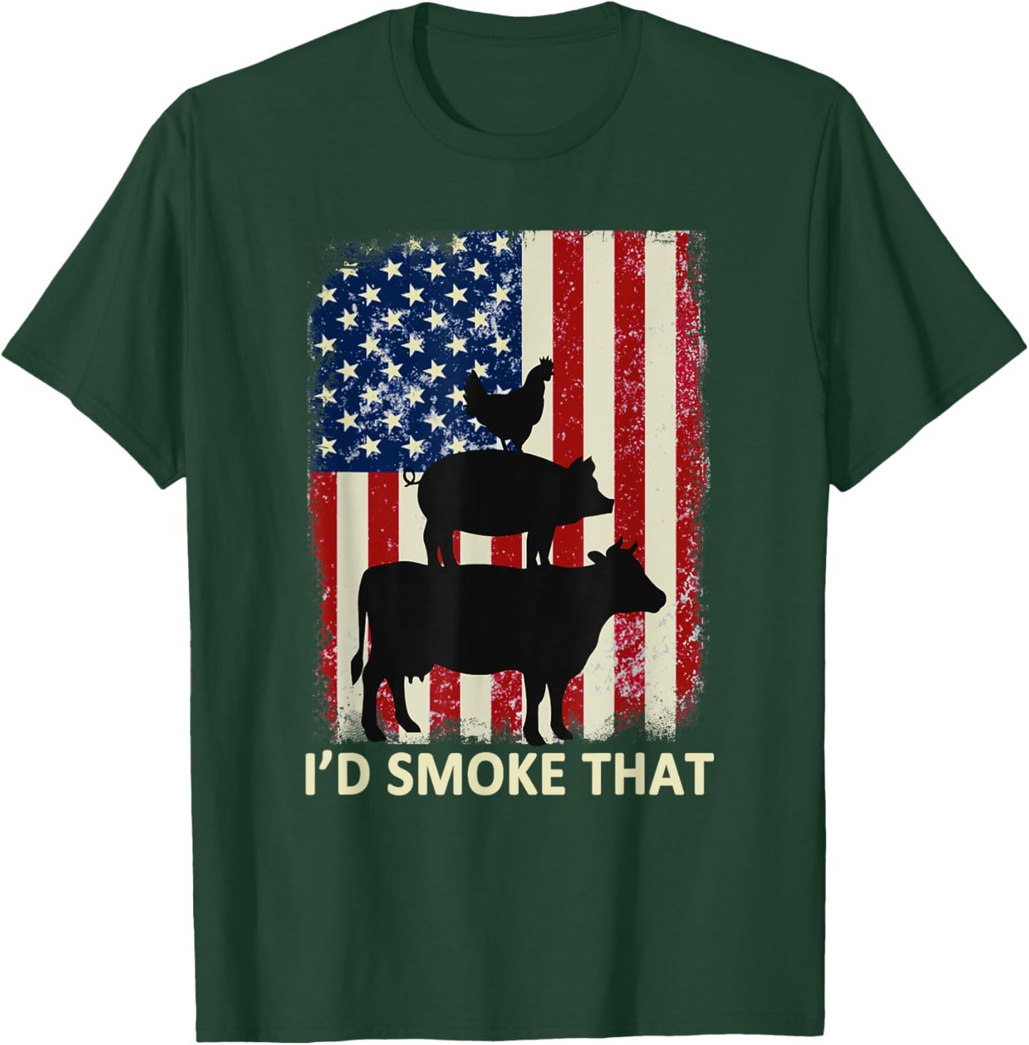 I'd Smoke That American Flag Funny BBQ Men T-Shirt - T-Shirt | Forest