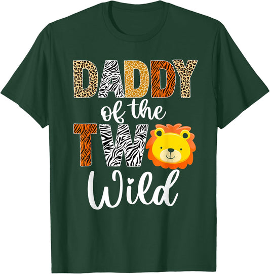 Daddy of the Two Wild Dad Baby Lion 2nd Birthday Boy Girl T-Shirt - T-Shirt | Forest
