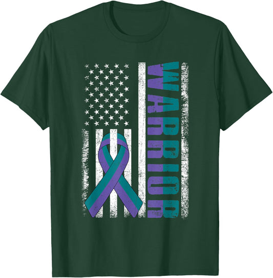 Anal Cancer Awareness Day Warrior American Flag Men T-Shirt - T-Shirt | Forest