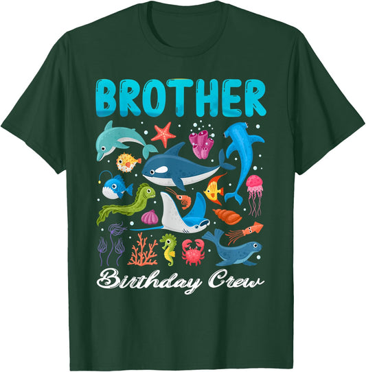 Brother Birthday Crew Ocean Animals Theme Birthday Under Sea T-Shirt - T-Shirt | Forest