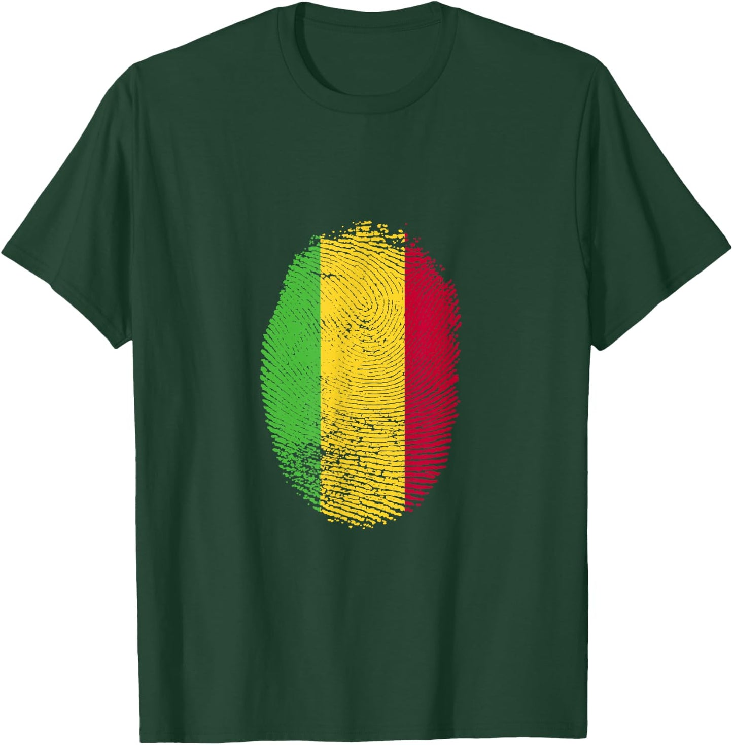 Mali Flag Fingerprint Proud Malians Men Women Kids DNA T-Shirt - T-Shirt | Forest
