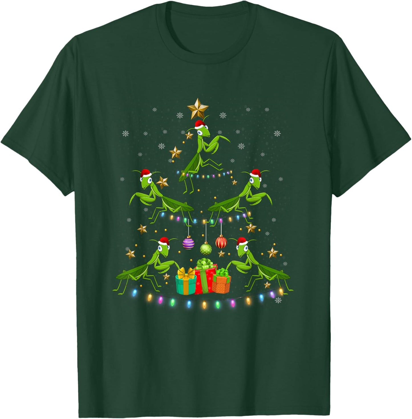 Praying Mantis Christmas Ornament Tree Funny Xmas Insects T-Shirt - T-Shirt | Forest