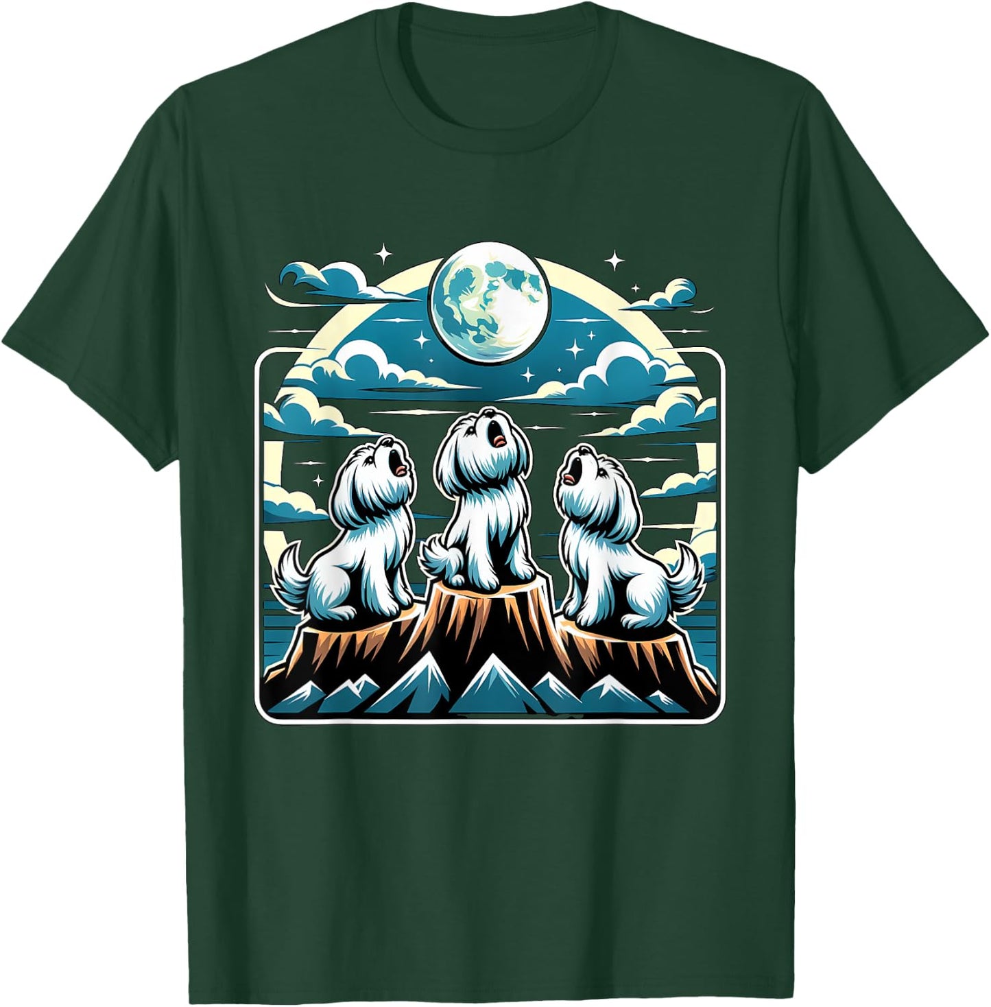 Howling At Moon Maltese Dog T-Shirt - T-Shirt | Forest