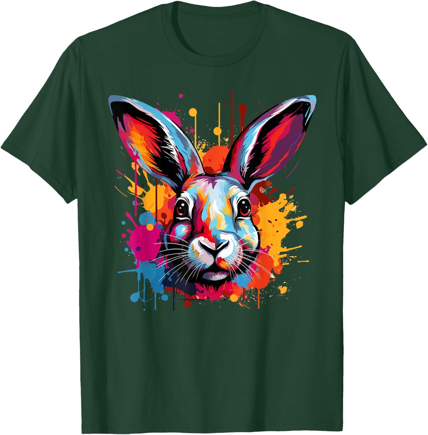 Colorful Cute Flemish Giant Rabbit Lover Splash Art T-Shirt - T-Shirt | Forest