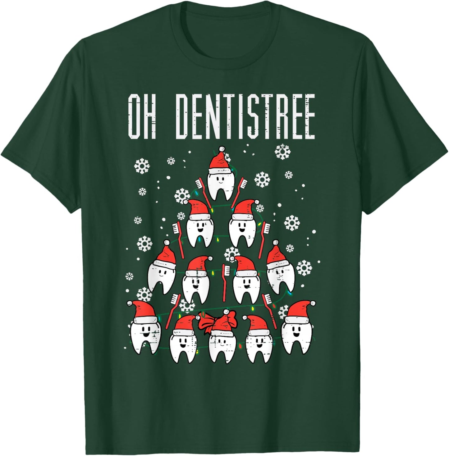 Oh Dentistree Christmas Tree Teeth Dentistry Dental Dentist T-Shirt - T-Shirt | Forest