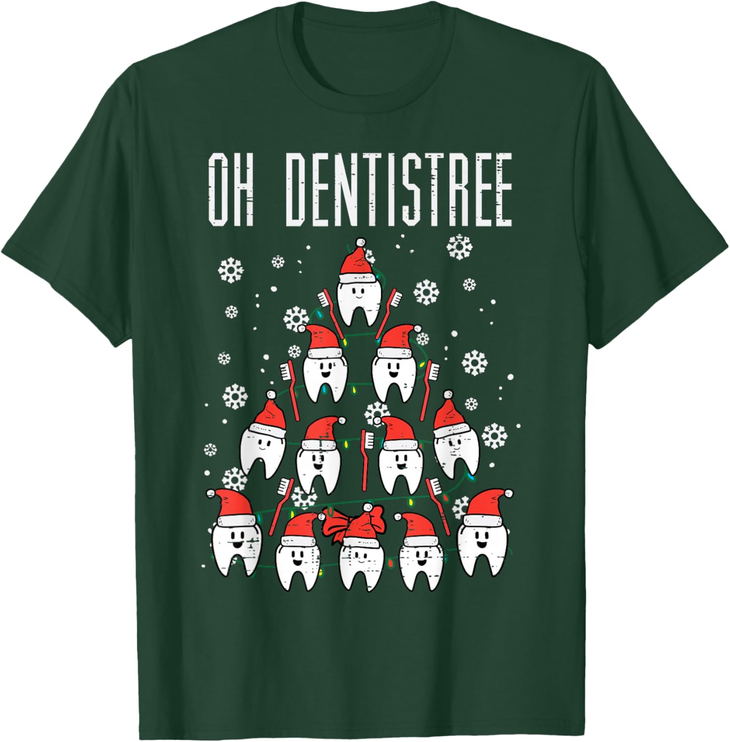 Oh Dentistree Christmas Tree Teeth Dentistry Dental Dentist T-Shirt - T-Shirt | Forest