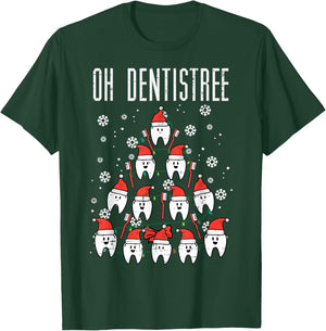 Oh Dentistree Christmas Tree Teeth Dentistry Dental Dentist T-Shirt - T-Shirt | Forest