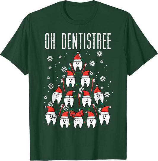 Oh Dentistree Christmas Tree Teeth Dentistry Dental Dentist T-Shirt - T-Shirt | Forest