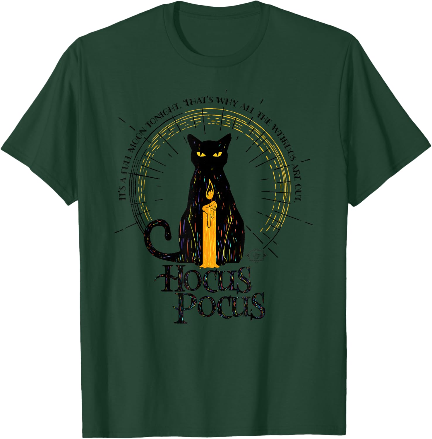 Disney Hocus Pocus Binx with Black Flame Candle Full Moon T-Shirt - T-Shirt | Forest